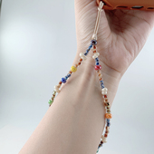 手工原创新品 手机挂链手腕绳彩虹珠链结实耐用小清新防摔精致挂件