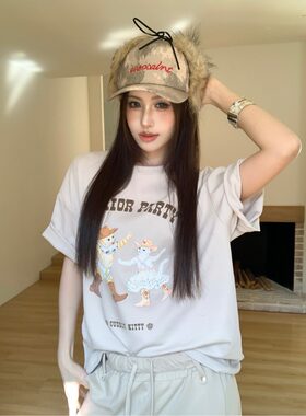 韩版休闲卡通印花短袖T恤女