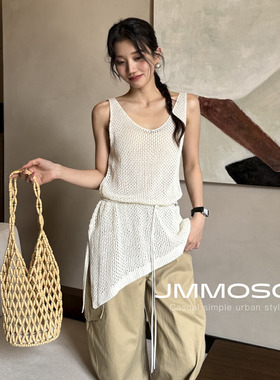 赫拉HELART2025波西米亚风镂空斜边背心小衫+抹胸春夏新款套装ZY