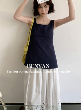 赫拉HELART2025小众设计春夏新款气质时尚简约收腰修身无袖背心