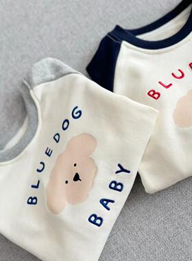 韩国100-155男女童长袖卫衫休闲运动卫衣圆领纯棉毛圈外贸大厂出