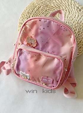 西班牙女童宝宝夏季透明果冻双肩包渐变粉星星亮片儿童幼儿园书包