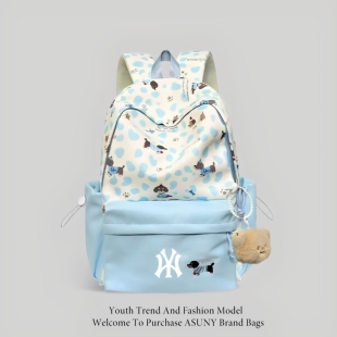 潮牌联名2025新款上课书包初中高中生女生ins风背包双肩包电脑包