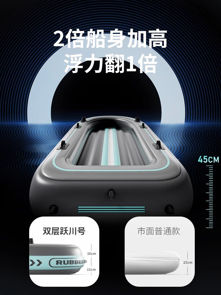 皮划艇充气钓鱼船户外橡皮艇折叠加厚拼接漂流双人拼接路亚冲锋艇