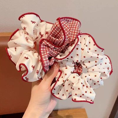 甜美波点红系大肠圈发绳