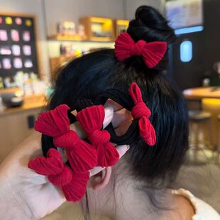 新年头绳2026新款高端红色橡皮筋女扎头蝴蝶结发圈高马尾耐用发绳