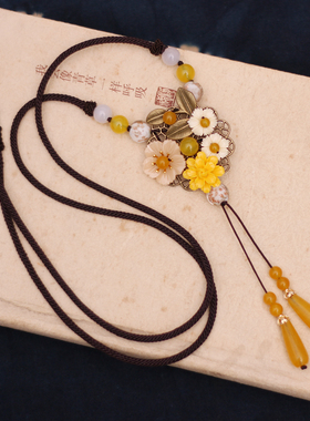 民族风手工花毛衣链长款项链