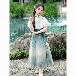 女童夏装新中式套装2026汉服新款儿童国风夏季短袖马面裙女两件套
