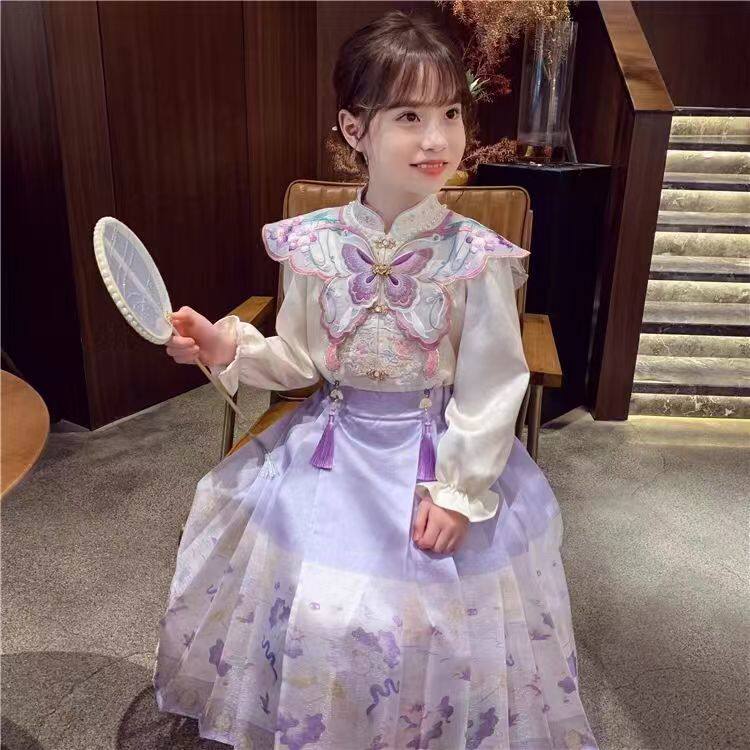 女童汉服春秋新款女宝国风马面裙