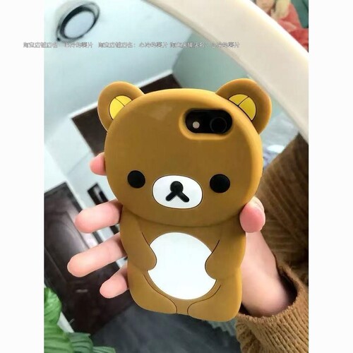 立体可爱棕色小熊苹果16/15/14手机壳xr/xsmax硅胶13/12Mini4s5代
