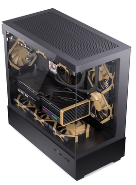 金河田长安海景房机箱无立柱360水冷全景黑白色静音机箱MATX主板