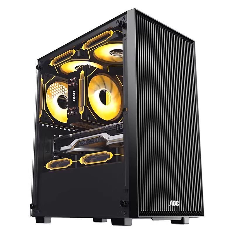 AOC电脑机箱台式CG251游戏办公静音防尘matx侧透itx主机箱diy小型