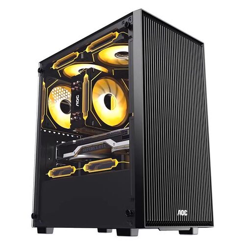 AOC电脑机箱台式CG251游戏办公静音防尘matx侧透itx主机箱diy小型