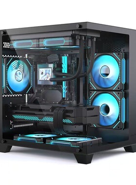 金河田GL02海景房机箱无立柱全景玻璃全侧透240水冷海景房白色箱