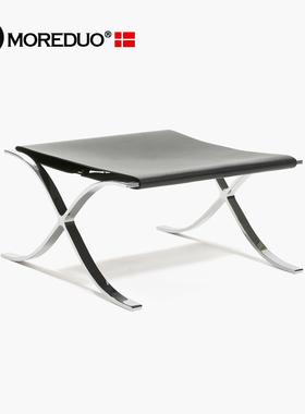 MOREDUO/ 意式极简坐凳Barcelona Stool不锈钢凳子客厅方凳全真皮