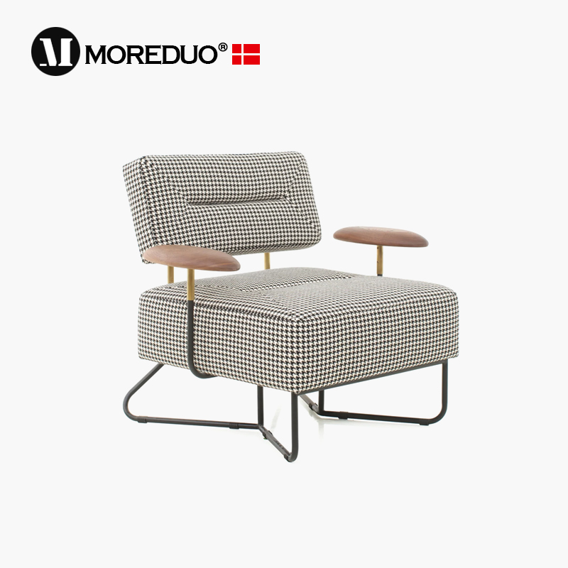 MOREDUO/意式现代客厅沙发椅千鸟格布艺休闲椅设计师家具QT CHAIR 住宅家具 沙发椅 原图主图