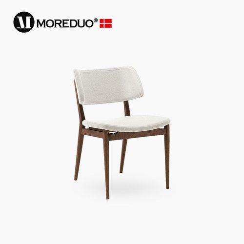 MOREDUO/ 意式极简餐椅实木单人扶手椅布艺书桌椅单椅Nissa Chair