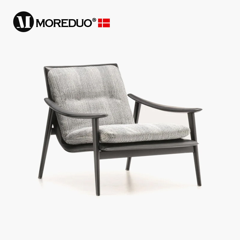 MOREDUO/意式现代餐椅实木单人椅Fynn Dining 布艺扶手椅设计师椅