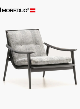MOREDUO/意式现代餐椅实木单人椅Fynn Dining 布艺扶手椅设计师椅