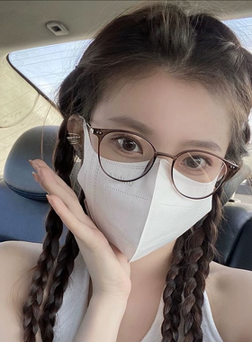 超轻仅7g！显白冷茶色近视眼镜女款高级感圆框可配蔡司防蓝光镜片