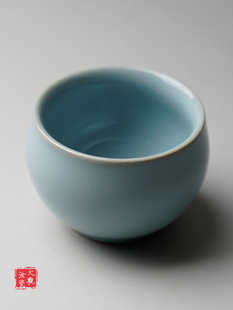汝州原产地大观汝瓷功夫茶具天青釉缸杯一级品朱家汝窑朱法喜作品