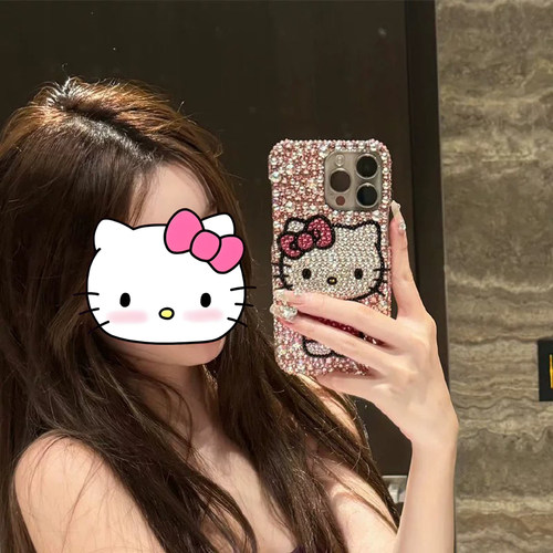 网红懒懒同款HelloKitty保护套vivoS60镶钻手机壳可爱少女X300pro高级水晶S50时尚S30全包软X200S防摔S20带钻