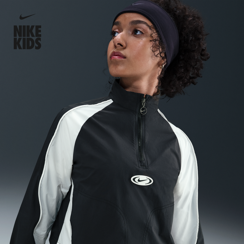 耐克大童超宽松运动上衣秋季新款女童梭织轻便官方NIKE HQ9403