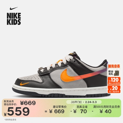 Nike耐克Dunk低帮大童运动鞋胶底