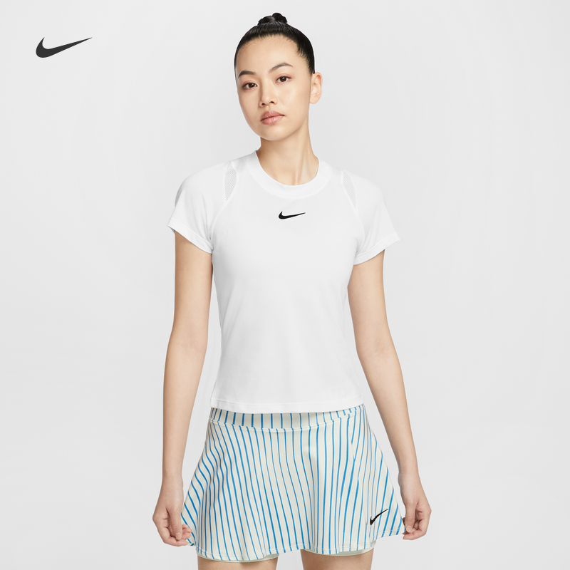 Nike耐克官方女速干短袖网球上衣夏季新款透气运动拼接网眼FV0262 运动服/休闲服装 运动T恤 原图主图
