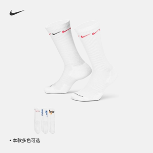 Nike耐克官方舒适中筒运动袜3双夏季 速干透气针织训练支撑DH3822