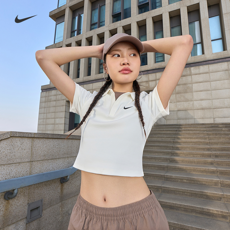 Nike耐克针织半袖女短袖翻领上衣
