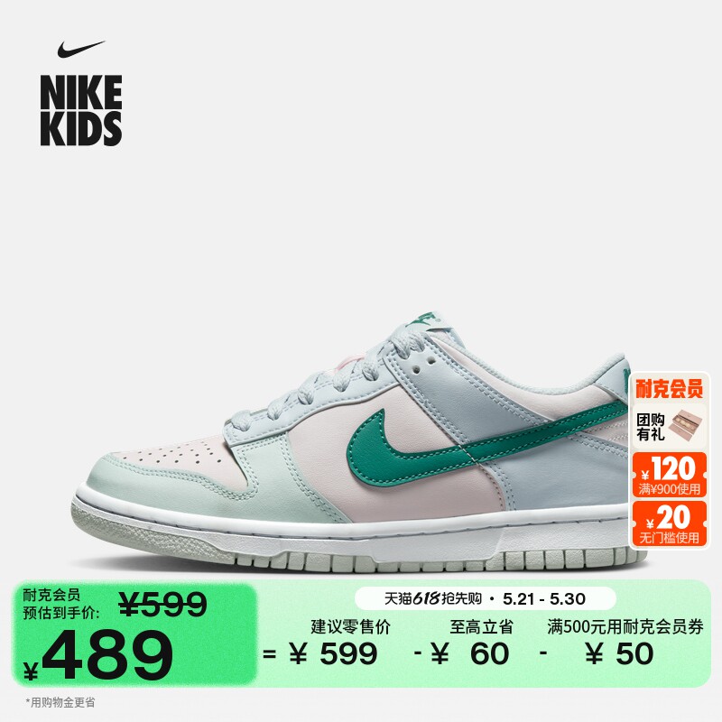耐克大童平底运动鞋夏季男女童胶底低帮抓地板鞋NIKE DUNK FD1232