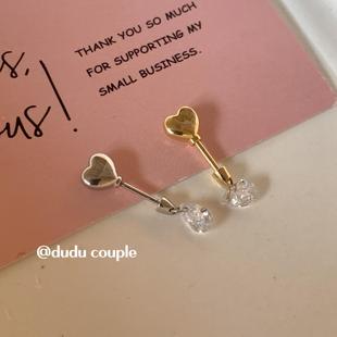 嘟嘟夫妇水滴爱心高位耳骨钉医用钛钢养耳洞耳轮钉螺丝拧扣耳钉女