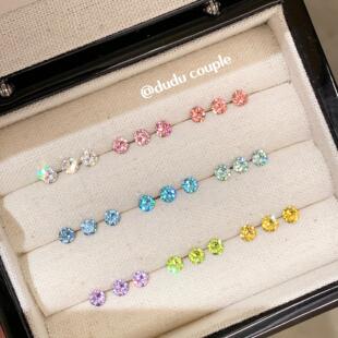 嘟嘟夫妇爆闪华子耳钉小巧精致免摘耳蜗钉医用钛钢养耳洞耳骨钉女