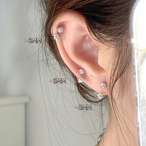 嘟嘟夫妇医用钛钢超闪耳骨钉女