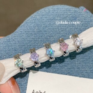 嘟嘟夫妇高级爆闪耳扣耳环小众设计D型直针耳圈睡觉免摘耳骨环女