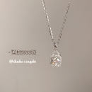 嘟嘟夫妇S925纯银方糖项链高级轻奢小众超闪单钻吊坠颈链锁骨链女