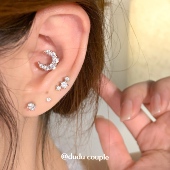 嘟嘟夫妇超闪小众耳骨钉医用钛钢养耳洞螺丝拧扣免摘小巧耳蜗钉女