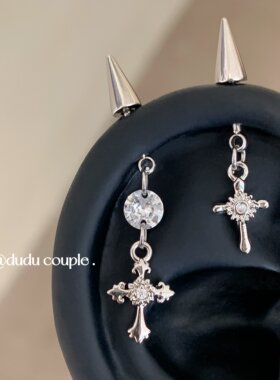 嘟嘟夫妇十字架吊坠耳轮恶魔钉睡觉免摘边缘耳骨钉医用钛钢耳钉女