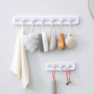 浴室免钉挂钩条多钩设计防水防潮加厚背胶家用毛巾浴球收纳置物架