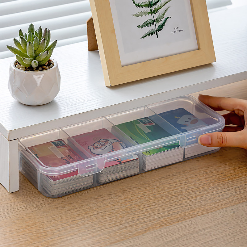 儿童卡牌收纳盒透明4格分隔带卡扣防尘设计奥特曼卡片游戏卡盒,收纳整理,卡片收纳盒/册,淘宝优惠券,粉丝福利购,淘宝优惠卷