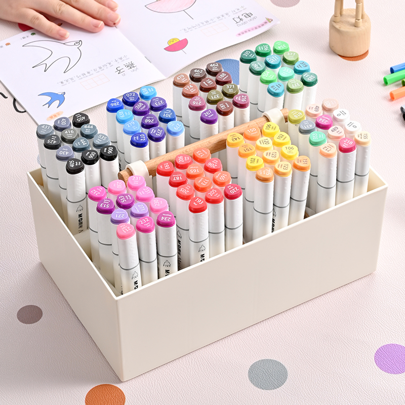 文具收纳盒桌面马克笔画笔铅笔学生笔筒大容量超大创意可爱手提筐