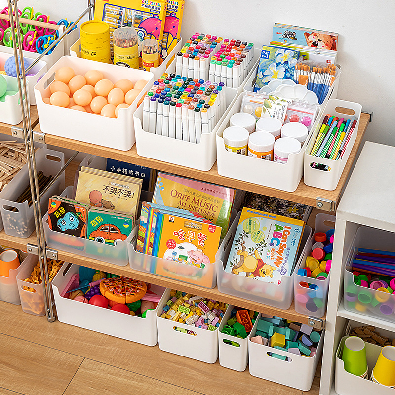 食品级PP儿童玩具收纳箱多规格套装透明带把手储物篮收纳整理盒