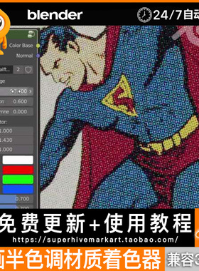 Blender着色器 卡通漫画三渲二半色调halftone材质着色器Shader