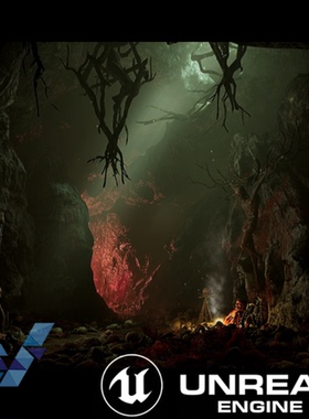 UE5虚幻5死亡洞穴峡谷山洞篝火骷髅类魂游戏场景Deadly Caverns