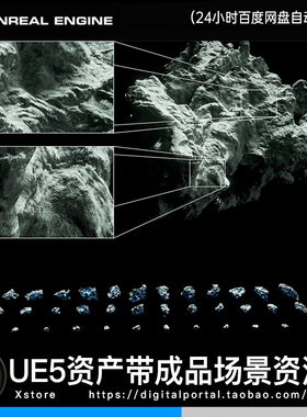 UE5虚幻5高精度行星岩石陨石漂浮宇宙太空HighRes Asteroids Pack