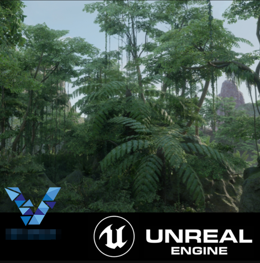 虚幻4  ue5 热带雨林植物丛原始林山谷丛林草地ue5森林瀑布场景