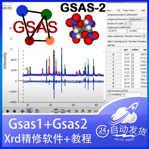 XRD Rietveld GSAS + GSAS2 Expgui cmpr晶体衍射精修 送教程