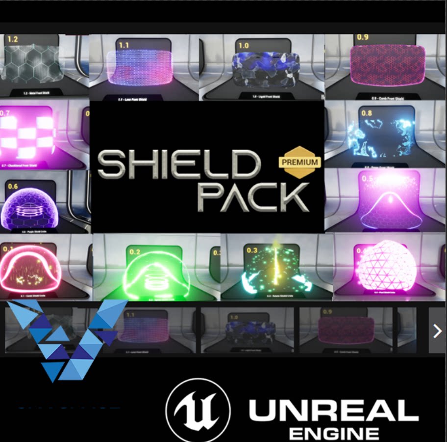 ue5虚幻 科幻能量护盾牌特效shield pack -niagara vfx 4.25-4.27