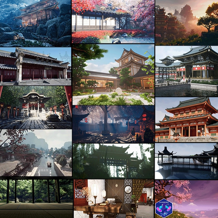 65个东方亚洲中国风日式日本古代建筑ue5虚幻UE5仙侠环境场景合集